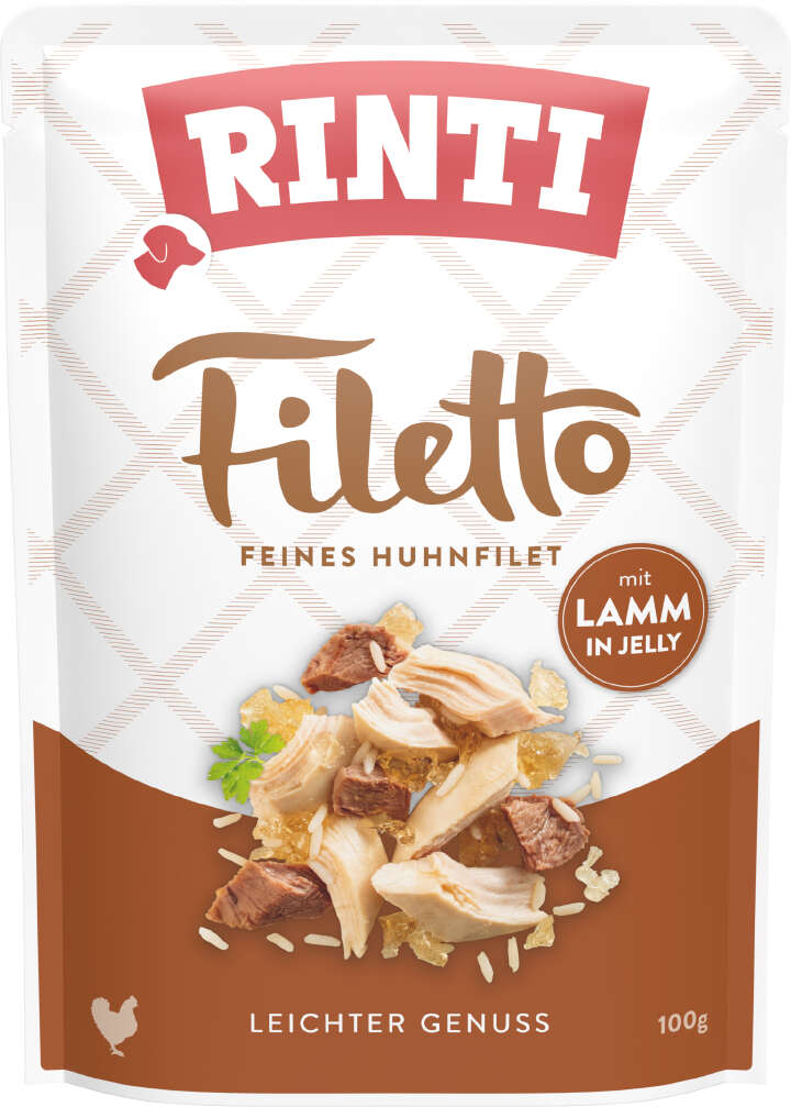 RINTI Hunde-Nassfutter Filetto Feines Huhnfilet mit Lamm in Jelly